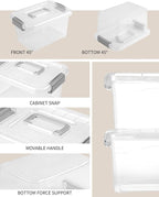 EOENVIVS Plastic Storage Bins 7 Quart-Storage Organizer Bins with Grey Buckle Lids, Stackable Storage Bins with Lids for Home