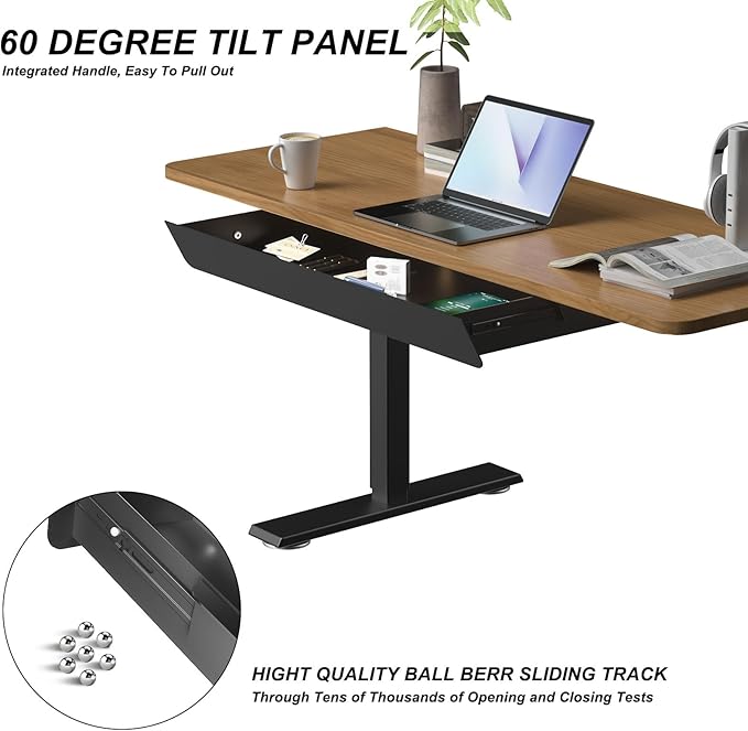 Large Under Desk Mounted Sliding Drawer with 2 Cable Hole and 60 Degree Tilt Panel to Pull Out, 22.4'' Long & 9.2'' deep Larg