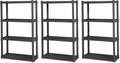 Sterilite 3-Pack 4 Shelf Unit, Heavy-Duty Shelving Storage and Utility Rack - Standing Plastic Organizer Shelves for Kitchen,