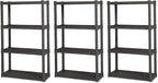 Sterilite 3-Pack 4 Shelf Unit, Heavy-Duty Shelving Storage and Utility Rack - Standing Plastic Organizer Shelves for Kitchen,