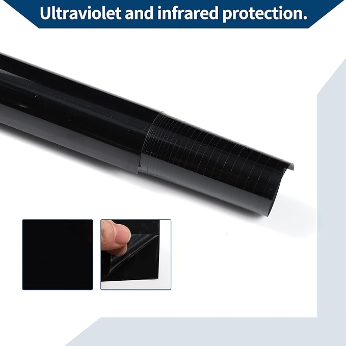 Car Window Tint Film Window Privacy Film Car Carbon 2 PLY PET 24.61 ft x 23.62 Inch 1 Pc Black VLT 4% IRR 76% UVR 99%
