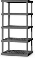 Sterilite 5 Shelf Unit, Heavy-Duty Shelving Storage Rack for Home and Garage, Gray - Multipurpose Plastic Organizer Shelves f