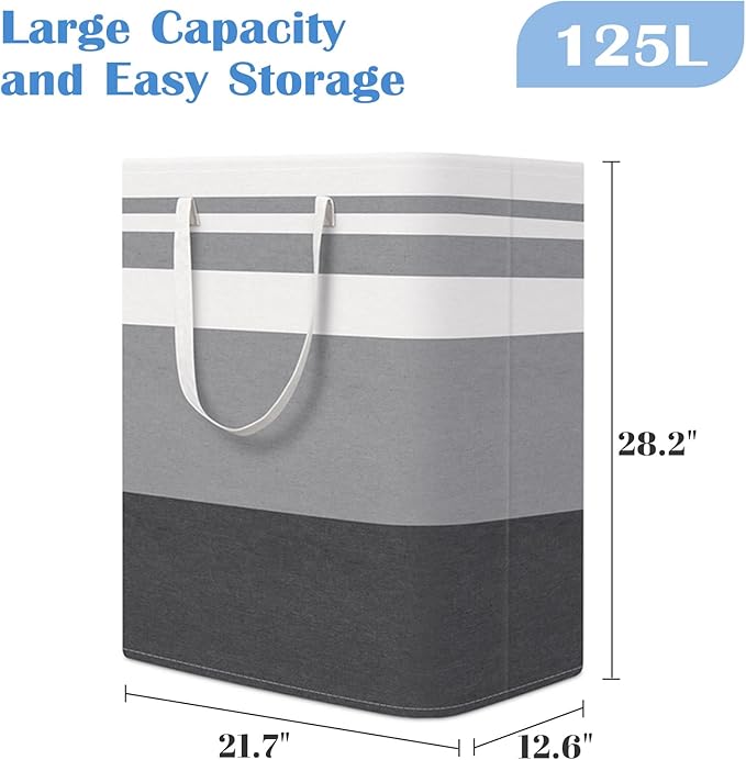BlissTotes 3-Pack Laundry Basket, Freestanding＆Waterproof Laundry Hamper, Collapsible Tall Clothes Hamper with Easy Carry Han
