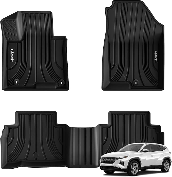 LASFIT Floor Mats for Hyundai Tucson 2026 2025 2024 2023 2022 (Not for Hybrid & PHEV), Custom Fit TPE All Weather Floor Liners 1st & 2nd Row Car Mats Accessoires for Hyundai Tucson 2022-2026, Black
