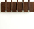 Wood Coat Rack Wall Mount - Large Walnut Piano Coat Rack wtih 5 Hooks for Hanging Clothes,Keys,Robes,Purse,Towels,Modern Deco
