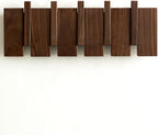 Wood Coat Rack Wall Mount - Large Walnut Piano Coat Rack wtih 5 Hooks for Hanging Clothes,Keys,Robes,Purse,Towels,Modern Deco