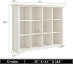 OSCHF Wooden Cube Bookcase with Base - Modern 3 Tiers Floor Standing Open Shelf Cabinet for Home and Office, 12-Cube Lattice 