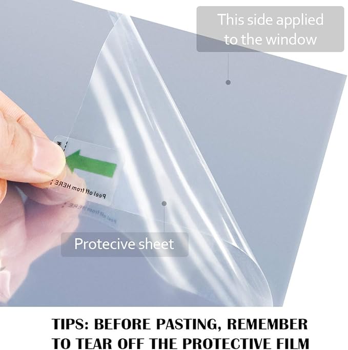 WPCTEV One Way Window Film Daytime Privacy Static Cling Self Adhesive House Film Glass Window Tint Heat Control Mirror Film Black & Silver 6 Mil 35.4 Inch x 32.8 Feet