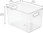 iDesign Linus BPA-Free Plastic Deep Kitchen Storage Bin with Handles - 12" x 8" x 7.75", Clear