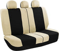 FH Group Car Seat Covers Rear Set Cloth - Universal Fit Automotive Seat Covers, Low Back Front Seat Covers, Solid Back Seat C