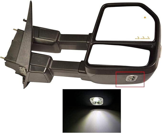 AERDM New towing mirror Black Housing with Temperature sensor fit Ford Super Duty F-250 F-350 F-450 F-550 2017 2018 2019 w/Blind Spot with arrow Lamp,Turn Signal, Puddle, Clearance and Auxiliary Lamp