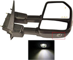 AERDM New towing mirror Black Housing with Temperature sensor fit Ford Super Duty F-250 F-350 F-450 F-550 2017 2018 2019 w/Blind Spot with arrow Lamp,Turn Signal, Puddle, Clearance and Auxiliary Lamp