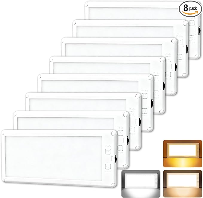 8 Pack RV Lights Interior,3 Color RV LED Super Bright Fixture,12V RV Ceiling Dome Light with ON/Off Dimmable Switch Energy Saving Gift Package for RV/Camper/Car/Trailer/Boat