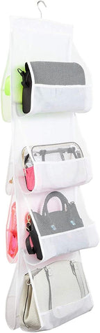 Okuna Outpost 8-Pocket Fabric Mesh Hanging Purse Organizer - 2-Pack, White, 48 x 13.8 in - Hanging Closet Organizer & Purse R