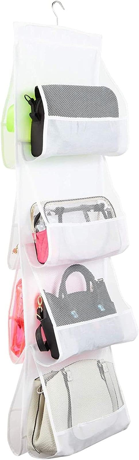Okuna Outpost 8-Pocket Fabric Mesh Hanging Purse Organizer - 2-Pack, White, 48 x 13.8 in - Hanging Closet Organizer & Purse R
