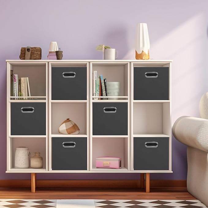 ShellKingdom Storage Bins, Foldable Fabric Storage Cubes And Cloth Storage Organizer Drawer with Metal Handle For Closet And 
