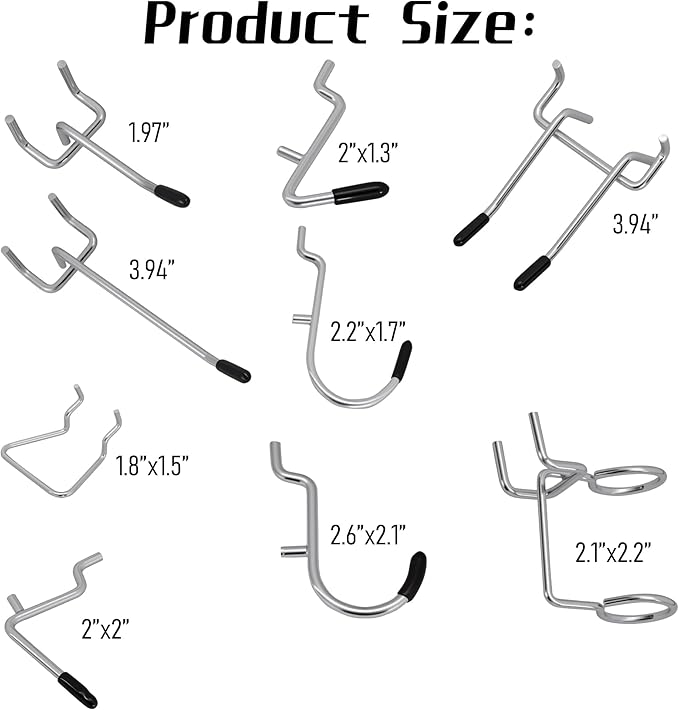 50-Piece Pedboard Hook Set, Durable Metal Hooks for Tool Hangging, Workshop, Garage and Home Organization