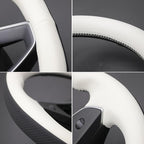 MEWANT DIY Stitching Real Leather Steering Wheel Cover Wrap for Tesla Model 3 Highland 2023-2025/Model Y 2025 Highland for Tesla Model 3/Model Y Accessories(3D Style)