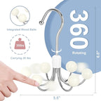 TOPIA HANGER Hoodie Hangers 2-Pack with 6 Wood Balls, 360°Swivel Purse Hanger, Scarf Hanger, Closet Hooks, Handbag Organizer,