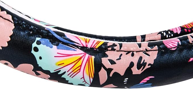 Outlet Pretty Colorful Butterfly Steering Wheel Cover, Universal 14.5-15 Inch Anti-Slip Leather Car Wheel Protector for Women