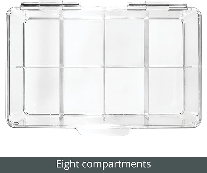 mDesign Plastic Divided First Aid Storage Box Kit with Hinge Lid for Bathroom, Kitchen, Cabinet, Closet - Organize Medicine, 