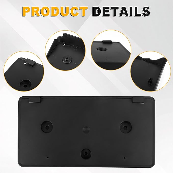 Front Bumper License Plate Frame Bracket Compatible with Ford Escape 2023 2024 2025, Black License Frame Holder Mounting Kit,