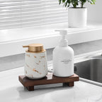 zoocatia Small Wood Tray Pedestal Stand Farmhouse Bathroom Decor Decorative Wooden Riser Kitchen Soap Dish Holder for Vanity,