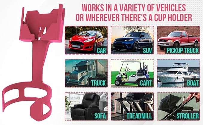 Cup Holder Phone Holder Mount for Car - Universal Adjustable Expander Cradle Hands-Free Driving - Compatible with All Smartphones Car Mount for iPhone Samsung Google Android Mobile Accessories Pink