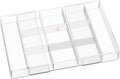 Acrylic Expandable Desk Drawer Organizer with 11 Adjustable Compartments and 6 Removable Dividers Desk Accessories for Office
