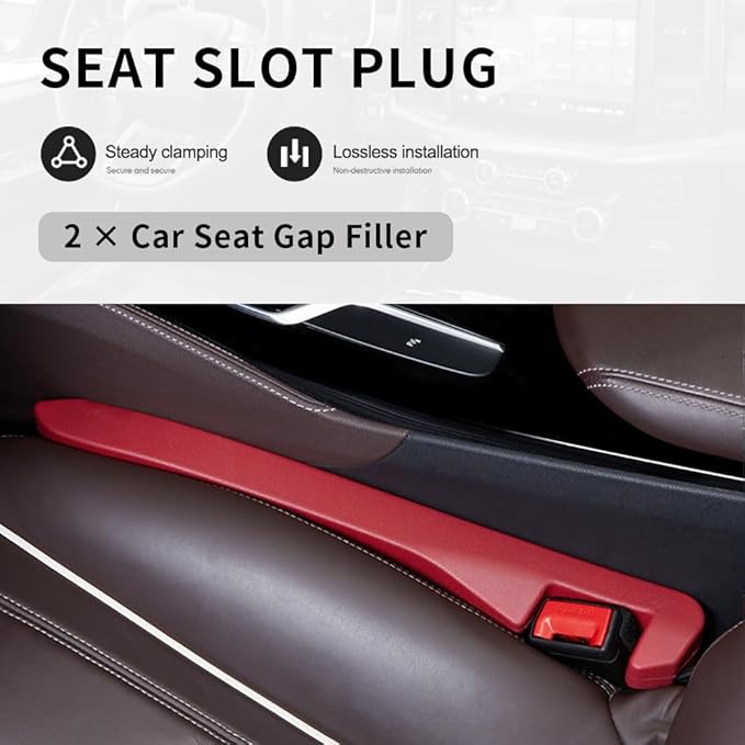 2PCS Car Seat Gap Filler,Flexible Seat Gap Organizer Between Seats for Tightly Filling Seat Gaps,Universal Car Side Seat Gap Filler Interior Car Accessories for Women & Men (Red)