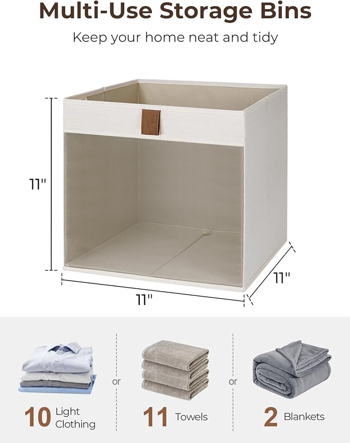 StorageWorks 11x11 Storage Cubes, Closet Storage Bins with Clear Window, Fabric Organizer for Clothes, Collapsible Storage Ba