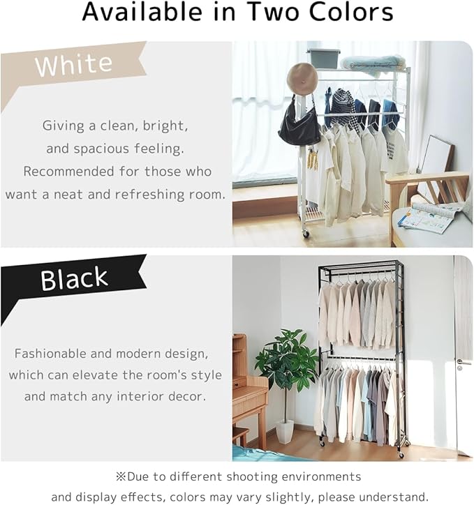 lumizone Folding Clothing Rack with Wheels Expandable Wardrobe Portable Clothes Rack for Hanging Clothes Adjustable Closet Sh