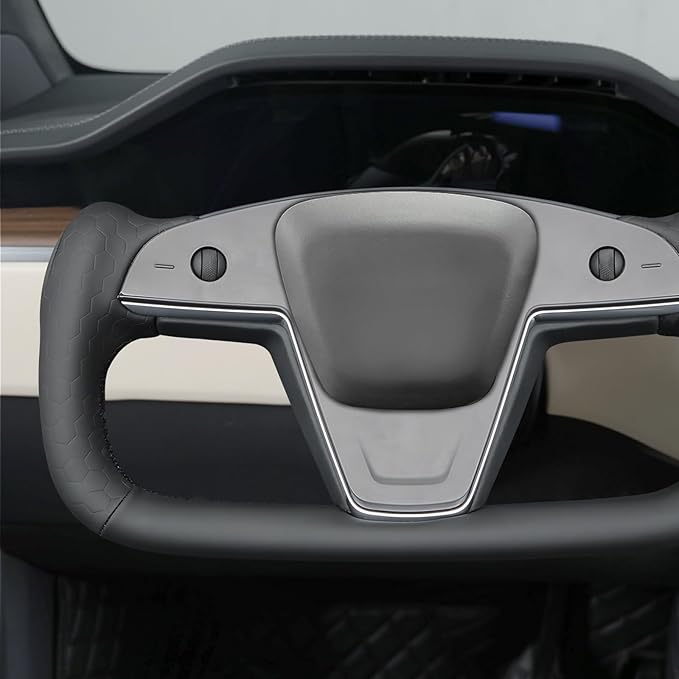 MEWANT Hand Stitched Tesla Model S Yoke Steering Wheel Cover Wrap for Tesla Model S 2021-2023 / Model X 2021-2023 Tesla Yoke Steering Wheel Accessories
