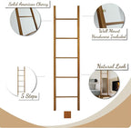 Solid Wood Decorative Ladder - Leaning Blanket Rack for Home Decor Cherry