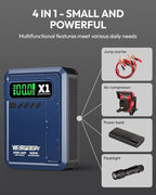 YESPER Jump Starter with Air Compressor 2000A 150PSI Battery Jumper Starter Portable(8L Gas/6L Diesel) 12V Car Jump Pack