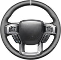 MEWANT Hand Stitch Genuine Leather Steering Wheel Cover Wrap for Ford F-150 F-250 F-350 F-450 F-550 F-600 F-650
