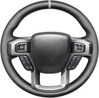 MEWANT Hand Stitch Genuine Leather Steering Wheel Cover Wrap for Ford F-150 F-250 F-350 F-450 F-550 F-600 F-650