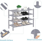 RONGJlA 4 Tier Bamboo Shoe Rack for Closet Free Standing Wood Shoe Shelf Storage Organizer for Entryway Small Space Stackable