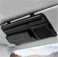 Car Sun Visor Organizer, Soft Leather Auto Sunshade Glasses Storage Bag with Multi-Pocket Net Zipper, Scratch-Resistant Vehicle Visor Pocket Eyeglasses Case Note Holder (Black)
