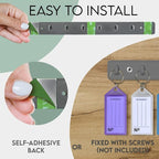 Acrimet Key Tag Rack w/ 8 Keyring Tags (Self-Adhesive Key Storage Rack) (2 Pack) (Assorted Color)