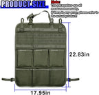 Tactical Molle Panel Car Seat Back Organizer, Waterproof Car Front Seat Protector with Multiple Pockets, Universal Kick Mat for Kids/Pets, Vehicle Backseat Storage Bag for Most Cars (Green)