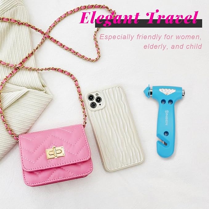 SINSEN Car Safety Hammer, Automotive Window Breaker and Seatbelt Cutter for Women, Roadside Emergency Kit, 3 in 1 Escape Tool