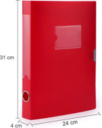 HUA JIE A4 Storage File Boxes Plastic Archives Cases with Lid, File Folder Organizer Document Filing Box for office, Letter S