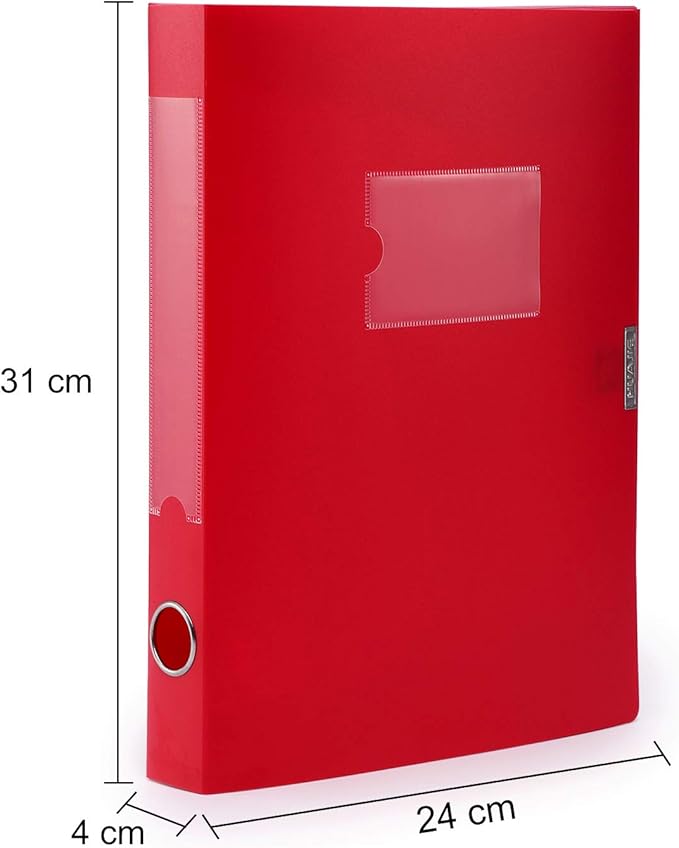 HUA JIE A4 Storage File Boxes Plastic Archives Cases with Lid, File Folder Organizer Document Filing Box for office, Letter S