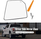 Driver Side Mirror Glass Replacement Compatible with Ford F150 2015-2020, Left Heated Blind Spot Detection Glass Replace # FL3Z-17K707-AH, with Back Plate