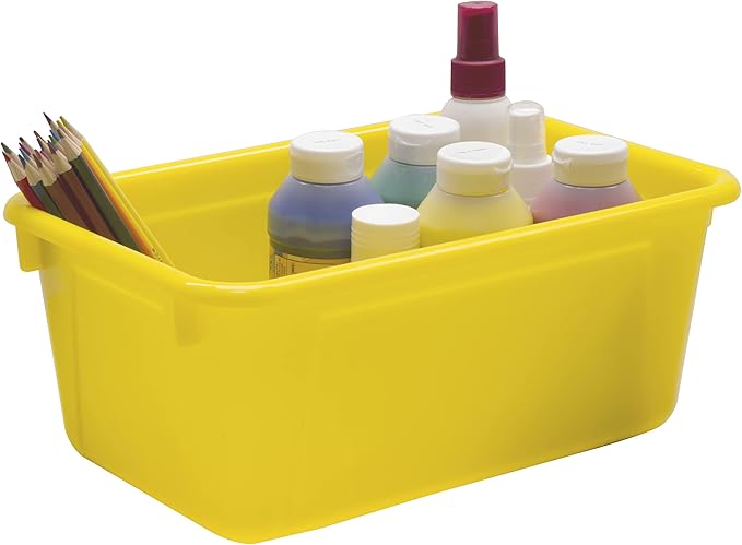 Storex Small Cubby Bins, Pack of 5, 12.2 x 7.8 x 5.1 Inches, Yellow (62410U05C)