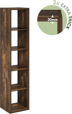 Furinno Cubicle Book Shelf, Vertical 5-Cube Bookshelf, Extra Thick Horizontally & Vertically Reversible Bookcase with Open Ba
