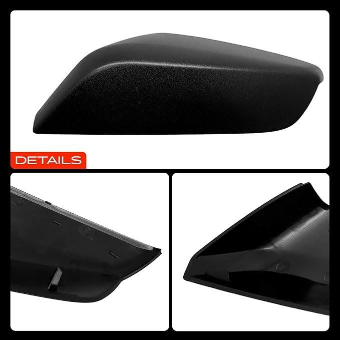 A-Premium Left Driver Side Rearview Mirror Cover Cap Compatible with Chevy Chevrolet Malibu 2016 2017 2018 2019 2020 2021 2022 2023 2024 2025 - Textured Black, Paint to Match, Replace# 84026841
