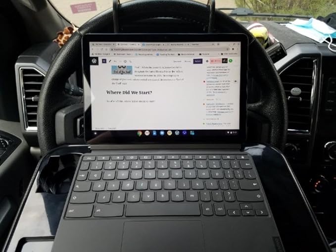 2-in-1 Car Steering Wheel Desk & Back Seat Tray - Adjustable Laptop Stand for Car Office, Eating, Writing - Universal Mobile Workstation for Truck, Van, SUV
