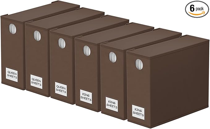 SpaceAid 6 Pack Bed Sheet Organizers and Storage, Foldable Sheet Organizer with Window for Linen Closet, Set Folder Keeper fo